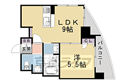 エステムプラザ京都河原町通2レジデンシャル 1LDKの間取図画像
