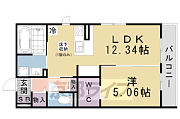 カノン蓮池 1LDKの間取図画像
