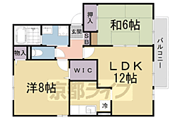 パティオドリームA棟 2LDKの間取図画像