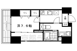 アート四条堀川 1Kの間取図画像