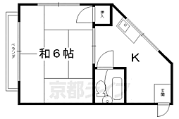 ヴィラマスミ2 1Kの間取図画像