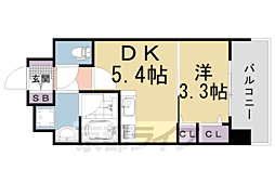 クレアドーレ京都二条 1DKの間取図画像