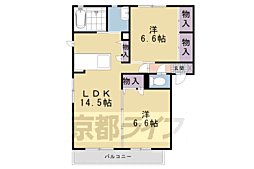 ラフィネ梅美台B 2LDKの間取図画像