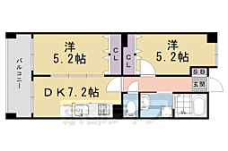 パインフィールド五条 2DKの間取図画像
