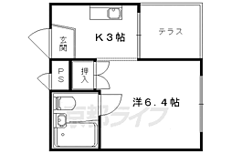 メロディハイム 1Kの間取図画像