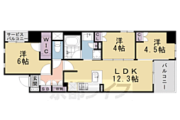 ラシュレ京都西大路 3LDKの間取図画像
