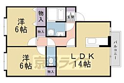 ジェン・ティール北山 2LDKの間取図画像