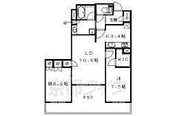 プレージア京都聖護院ノ邸 2LDKの間取図画像