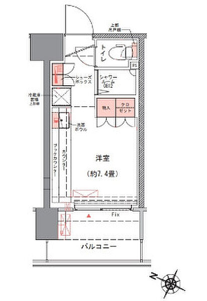 コムレジ赤羽　社会人棟 414｜東京都北区赤羽南2丁目(賃貸マンション1R・2階・16.50㎡)の写真 その2