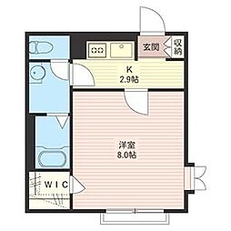 アプローズ 2階1Kの間取り