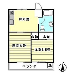 目白ビーラ 2階2DKの間取り