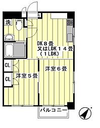 バロンハイツ目白 2DKの間取図画像