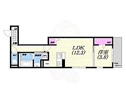 トリシア上甲子園 1階1LDKの間取り