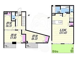 RA-ASHIYA 2階3LDKの間取り