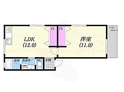 マンションアラスカ 1LDKの間取図画像