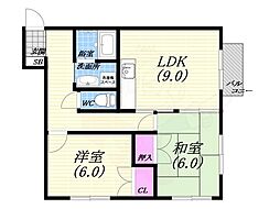 レンタルハウス深津 2LDKの間取図画像