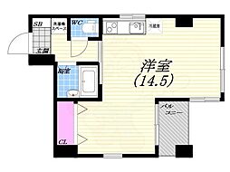 エレガンス白鳥 ワンルームの間取図画像
