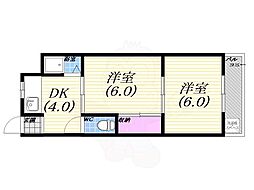 浜甲シーサイドマンション 2DKの間取図画像