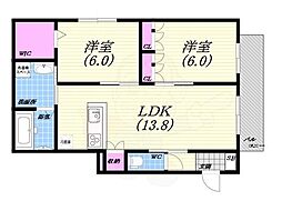 メゾン甲子園口 2LDKの間取図画像