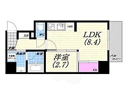 ナットレジデンス都島本通 6階1LDKの間取り