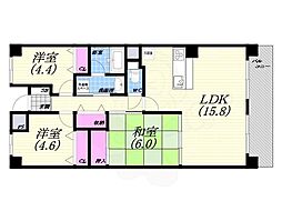 NTPRレジデンス甲子園四番町 3LDKの間取図画像