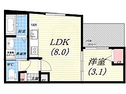 MOVE甲子園EAST 1LDKの間取図画像