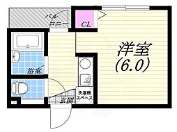 リヴィエール香櫨園 1Kの間取図画像