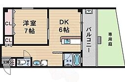 グランドハイツ浜甲子園 1LDKの間取図画像