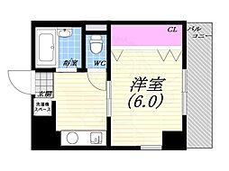 プティソレイユ 1Kの間取図画像