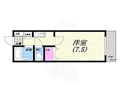 セジュール西宮今津 1Kの間取図画像