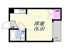 寺下ハイツ ワンルームの間取図画像