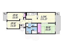 阪神打出浜マンション 3LDKの間取図画像