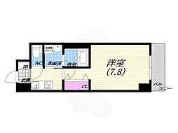 ハックスビエント甲子園口 1Kの間取図画像