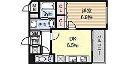 西宮アネックス 1DKの間取図画像