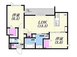 西宮市今津山中町マンション 2LDKの間取図画像