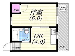 メゾン笠屋町 1Kの間取図画像