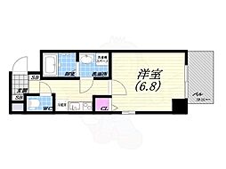 ディア甲子園口 1Kの間取図画像