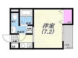 レザムルーズ西宮 ワンルームの間取図画像