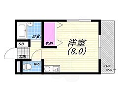 フジハイツ南甲子園 ワンルームの間取図画像