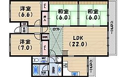 白鷹松下町マンション 4LDKの間取図画像