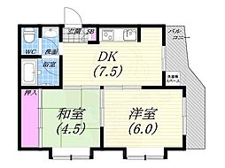 ジョイフルハイツ 2DKの間取図画像
