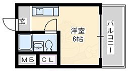 LL甲子園ビル ワンルームの間取図画像