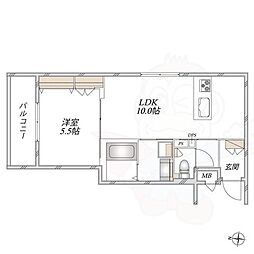 HEBEL MAISON 櫨塚 1LDKの間取図画像