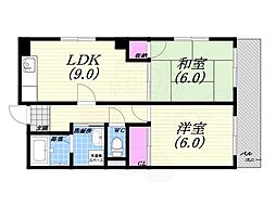 マンションオモヤ 2LDKの間取図画像