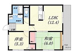 ジオレミヨ甲子園口 2LDKの間取図画像