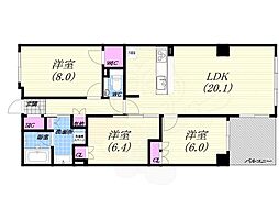パークシュロス芦屋 3LDKの間取図画像