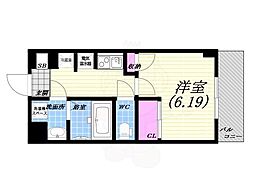 ポコアポコ芦屋 1Kの間取図画像