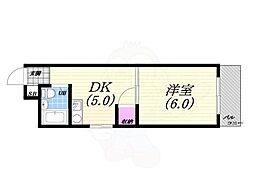 三甲イエム 1Kの間取図画像