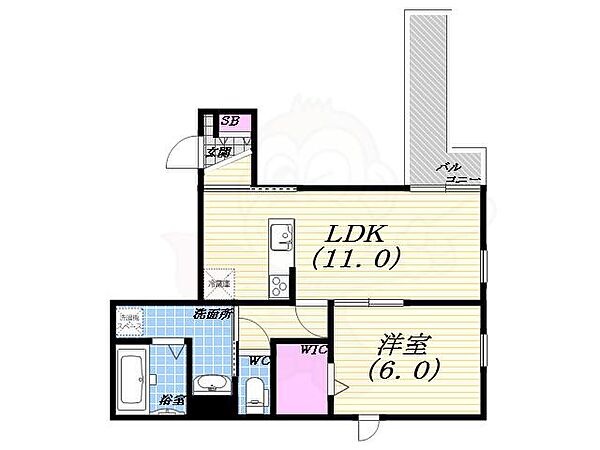 レジデンスシーズ3 ｜大阪府豊中市南桜塚１丁目(賃貸マンション1LDK・3階・46.63㎡)の写真 その2