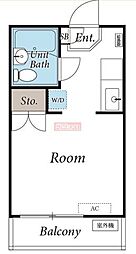 パレ・クレール白山 ワンルームの間取図画像